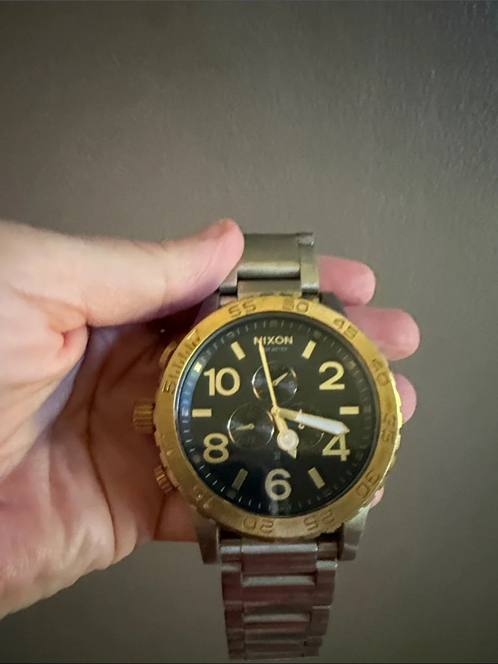 Nixon Chronograph Watch 51-30 - Black Dial with Gold Bezel
